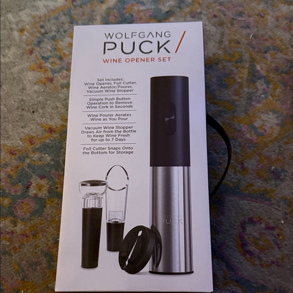 Wolfgang Puck Silver and Black Wine Opener Set